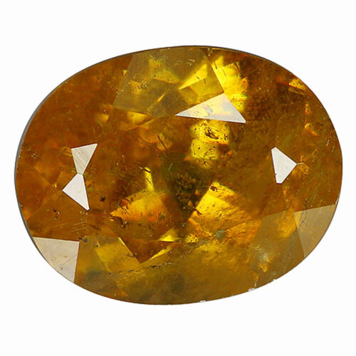 1.54 Ct Oval 7.6 x 6 MM 100% Natural Golden Yellow Russian Sphene Titanite !!!