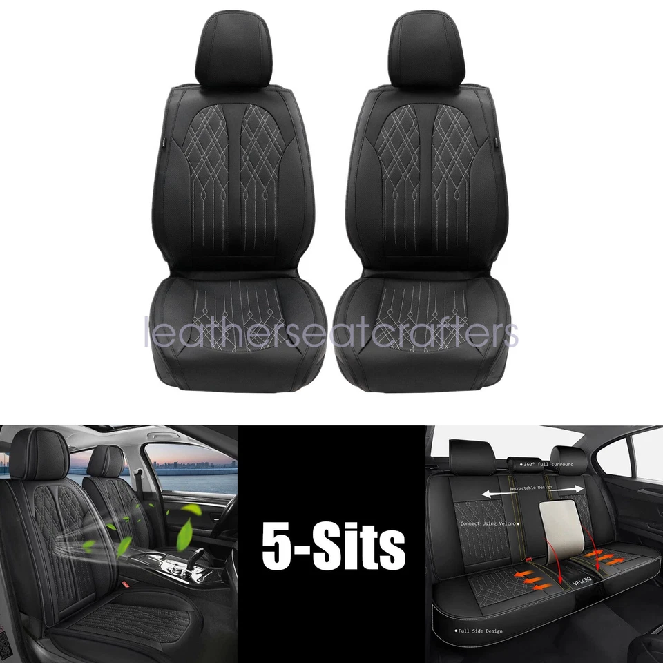 PU Leather Seat Cover Front+Rear Protector Cushion For Toyota Corolla RAV4 C-HR - Image 4 of 4