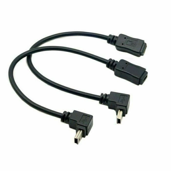 2pcs 90Degree Up & Down Direction Angled Mini USB 5 Pin Male to Female Cable CY - Image 2 of 4