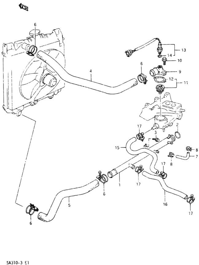 Tubo de derivación de agua de refrigerante para Suzuki SA310 Forsa Firefly 1985-1988 1,0 L 3 cilindros Foto 2 de 2