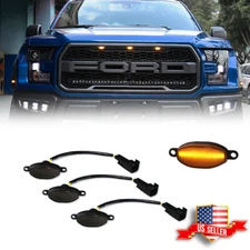 3Pcs Smoked 12-SMD Amber LED Front Grille Running Lights For Ford Raptor 10-14