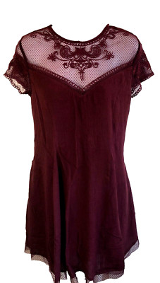 FRANCESCA S dress size SMALL burgundy Short Sleeve $44 NEW (kn65)