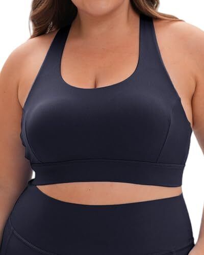 Sports Bras for Women Plus Size Medium Impact Push Up Padded Sport Large Black - Picture 7 of 7