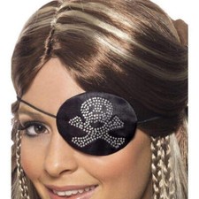 Pirates Eyepatch Adult Black Diamante Motif Costume Accessory