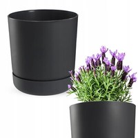 Kadax Blumentopf Mit Untersetzer, Pflanzentopf Aus Kunststoff, 17 Cm, Anthrazit
