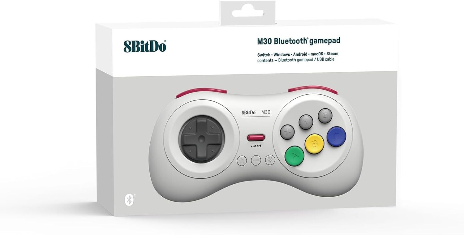 8BitDo - M30 Wireless Bluetooth Gamepad (White) (Switch / Windows / Android) - Image 2