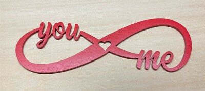 YOU AND ME LOVE INFINITY SIGN - WOOD RED WITH HEART 8 INCH