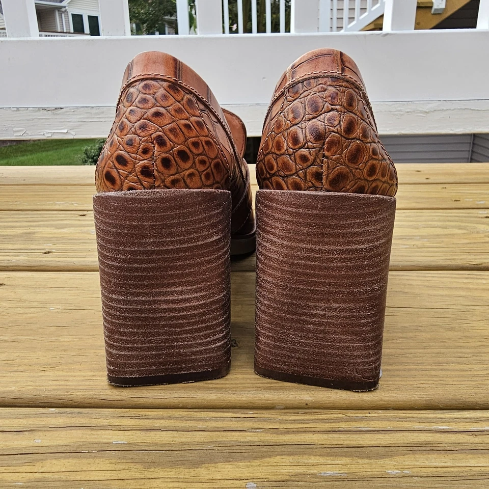 Мокасины Vince Camuto 8,5 Ezerna коричневая кожа платформа каблук тисненая змеиная кожа - Изображение 4 из 4