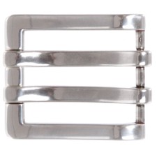 1 5/8" 40 mm Silver Tone Rectangular Flat Double Prong Belt Buckle