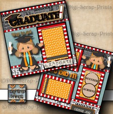 GRADUATION GIRL 2 premade scrapbook pages paper piecing school DIGISCRAP A0198
