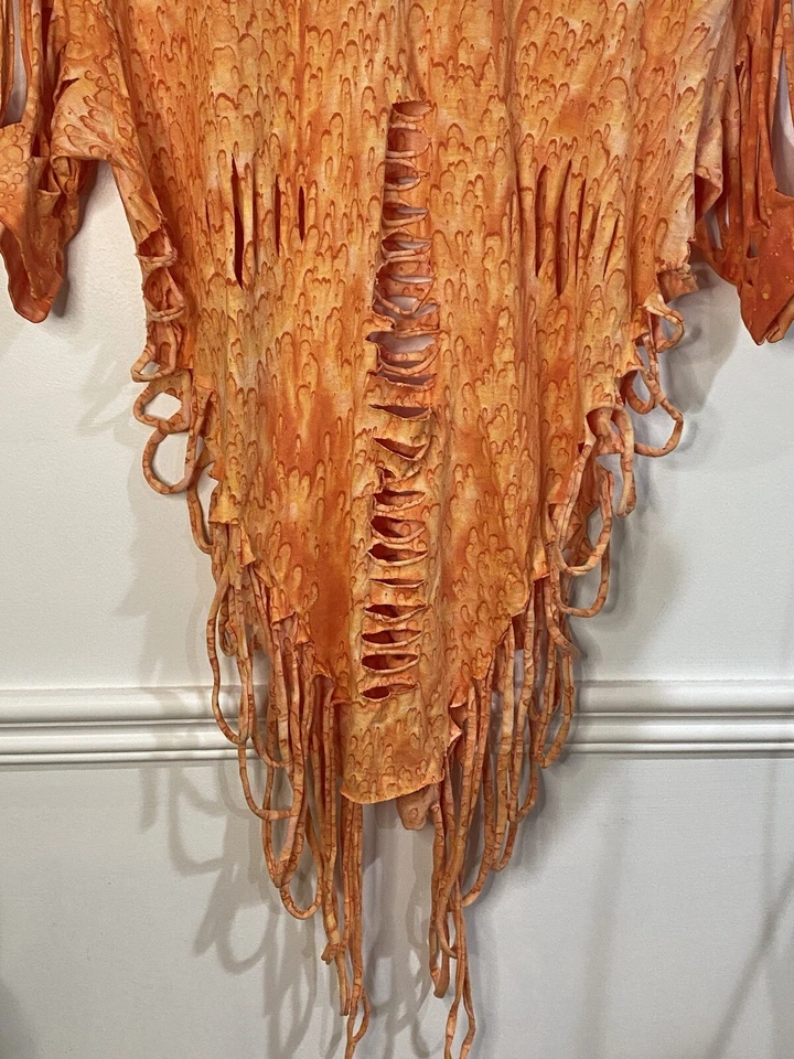 Camiseta De Colección Años 80 Tear Wear Tie Dye Triturada Para Mujer Grande Nueva Ola Naranja Top Foto 3 de 4