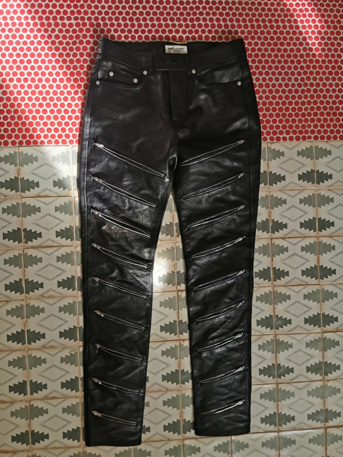SAINT LAURENT Runway Collection LEATHER Trouser ZIPPER PANTS 38 | eBay