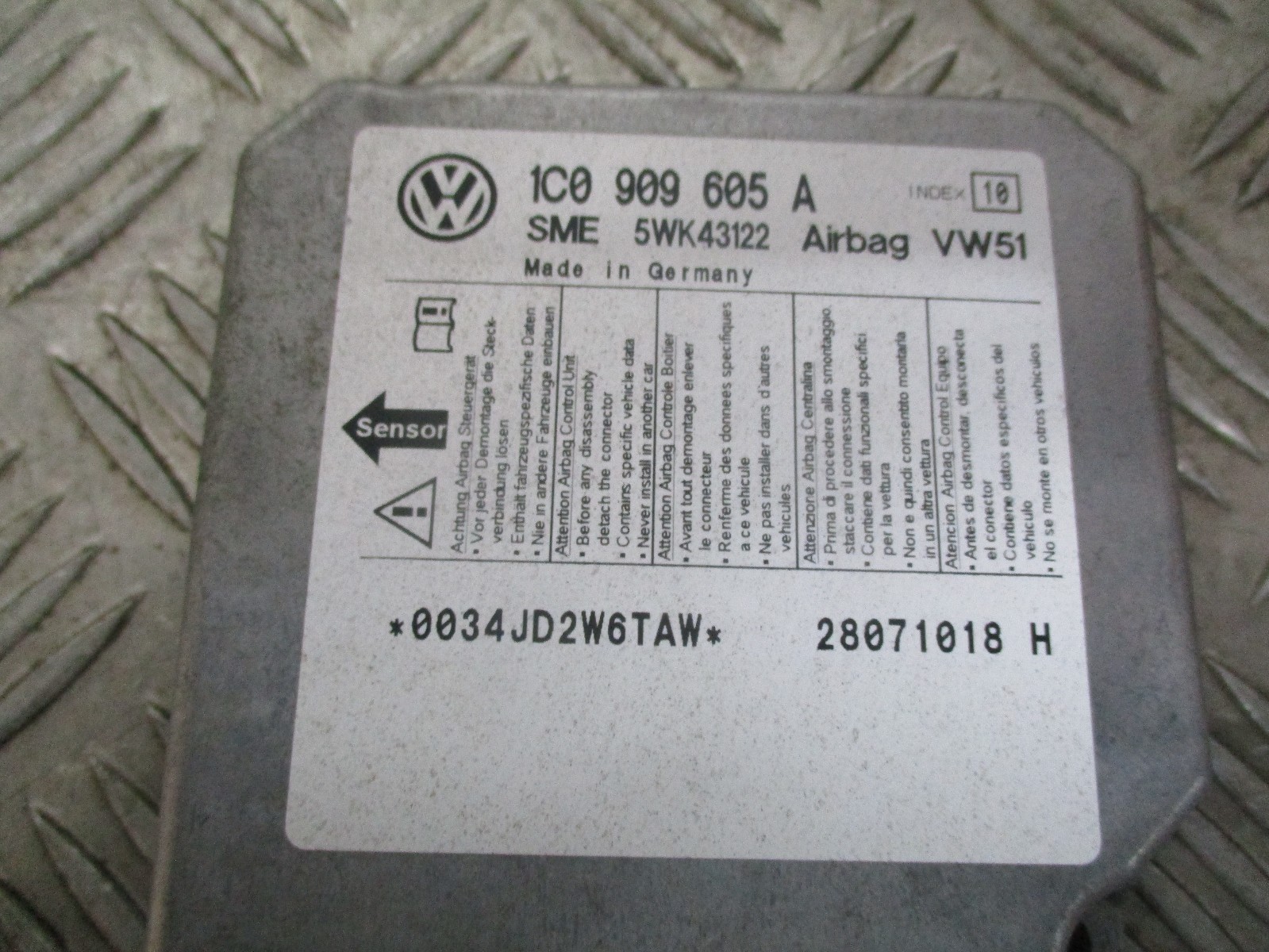 2006 VW BEETLE AIRBAG CONTROL MODULE ECU 1C0909605A eBay