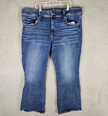 American Eagle Womens Kick Boot Jeans 20 Blue High Rise Stretch Denim