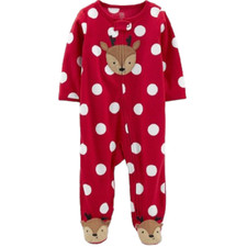 Carter's Reindeer Polka Dot Fleece Sleeper Pajama 3 Mo NWT Footed