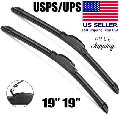19''+19'' Premium Quality All Season Beam Windshield Front Wiper Blades (Set of 2)