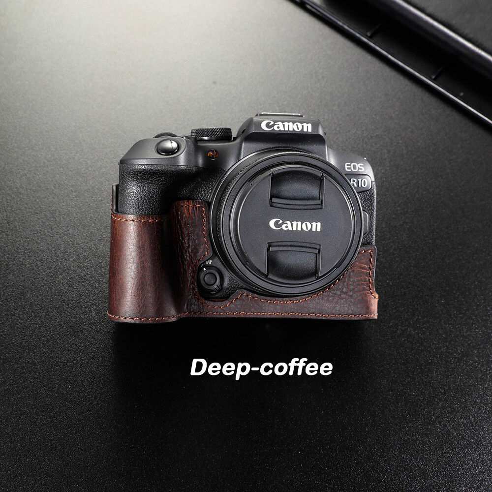 Genuine Leather Canon R10 Camera Bag Half Body Handmade Case For Canon