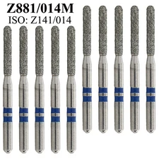 Dental Diamond Bur Zirconia Cutting Z881-014M FG Medium Round End Cylinder Burs