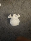 Vintage Fenton Hobnail White Milk Glass Ruffled Edge Small Round Vase 3” High EC