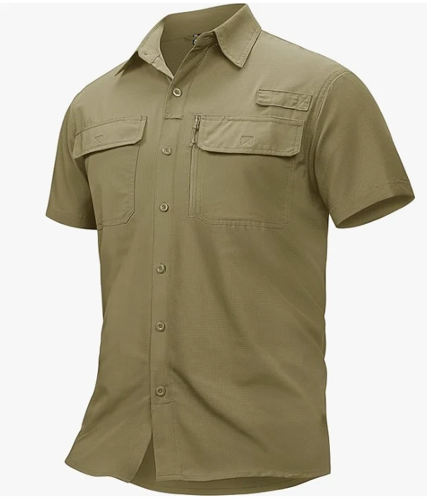 TACVASEN Men's Quick Drying FISHING Shirt Sun Protection Hiking MENS 2XL XXL NEW