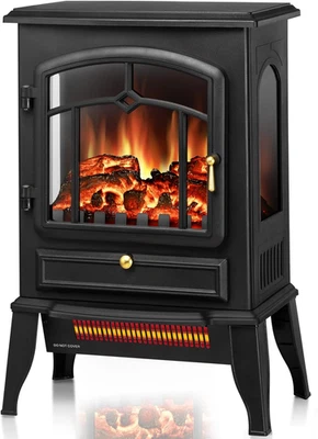 Freestanding Electric Fireplace Stove, Small Electric Fireplace Heater with Ther - Image 1 of 4