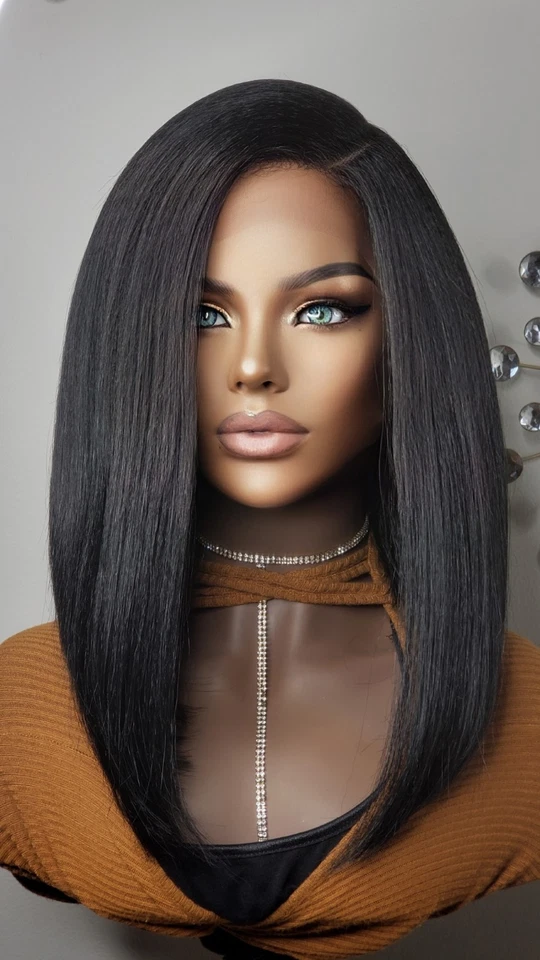 Nueva Peluca Negra Recta Bob Estilo Envolvente Encaje Frontal Mujeres Moda Pelucas de Cabello Foto 2 de 4