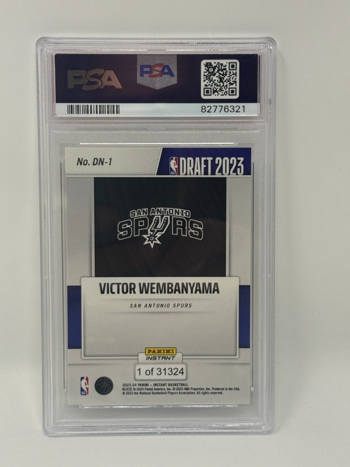 2023-24 Panini Instant - Draft Night 2023 Victor Wembanyama #DN-1 /31324  PSA 10 view 2