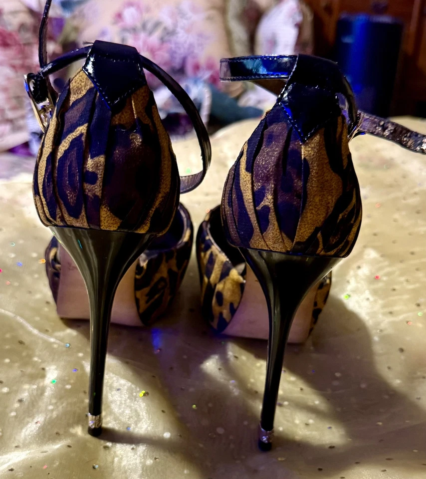 Sam Edelman *Leopard🐆Cheetah* Print Peep Toe Platform High Heel Shoes 8 - Image 4 of 4