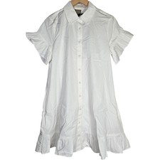 J. Crew Ruffle-hem shirt-dress in cotton poplin White S BR461