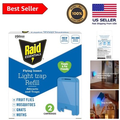 Raid Essentials 2-Pack Insect Trap Refills - Safe, Chemical-Free Light Solution