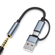 2-in-1 USB-C 3.5mm Audio Adapter with Type-A Converter, HiFi USBC DAC TRRS He...