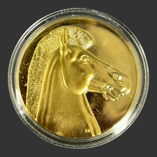 Vtg Art Treasures of Ancient Greece-Horse Gold Plated Bronze Medal