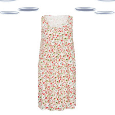 Ex Women's Plus Size Sleeveless Floral Print Smock Dress - Red Mix (Defect)