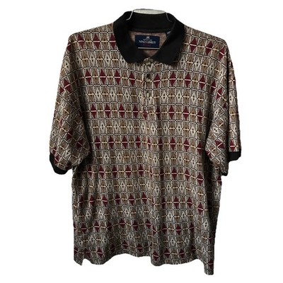 NINO CERRUTI Sport Vintage Short Sleeve Polo Golf Shirt Men's Sz L Multicolors