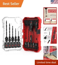 Professional 15-Piece Countersink Drill Bit Set with Adjustable Depth Control
