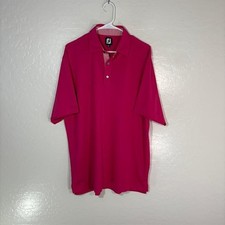 FootJoy Polo Shirt Mens Large Pink Solid Golf Performance Stretch Short Sleeve