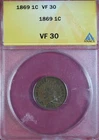 1869 INDIAN CENT ANACS VF30