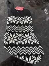 Wondershop Mini Black & White Christmas Stocking Snowflake NWT