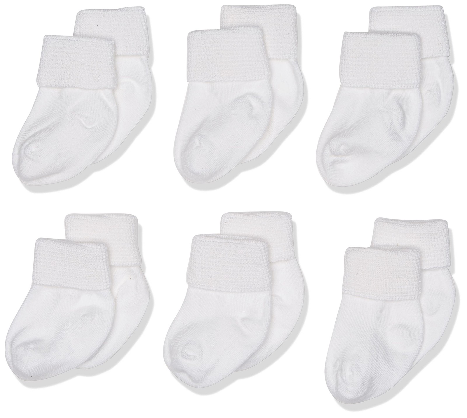 6 Pair Pack Baby Newborn Turn Cuff Booties, Infant Socks, Sh