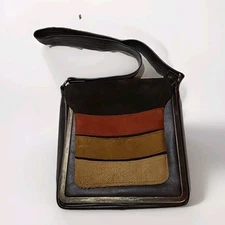 Vtg 60s Airstep Patchwork Crossbody Shoulder Bag Sim Suede Leather Has S #707145