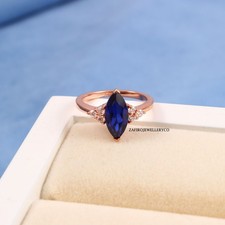Blue Sapphire Ring, September Birthstone, Bridesmaid Ring, Lab Created Sapphire
