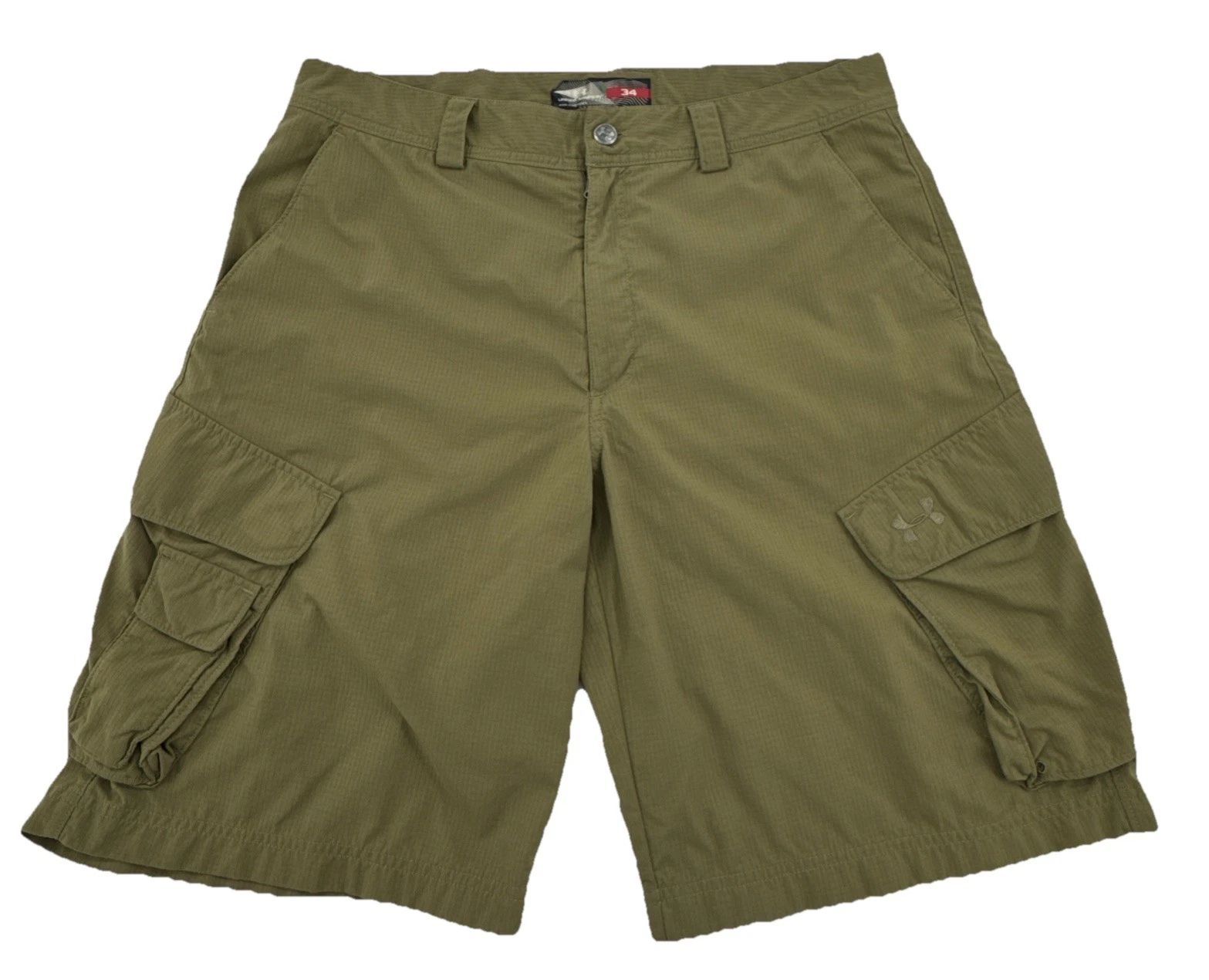Under Armour Cargo Shorts Mens 34x10 Olive Green Nylon Hiking Outdoor Fishing