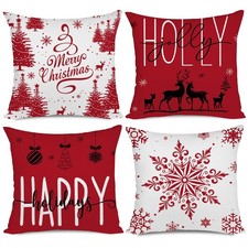 Artmag Christmas Pillow Covers 18x18 Set of 4 18" x Pack 4 , Red