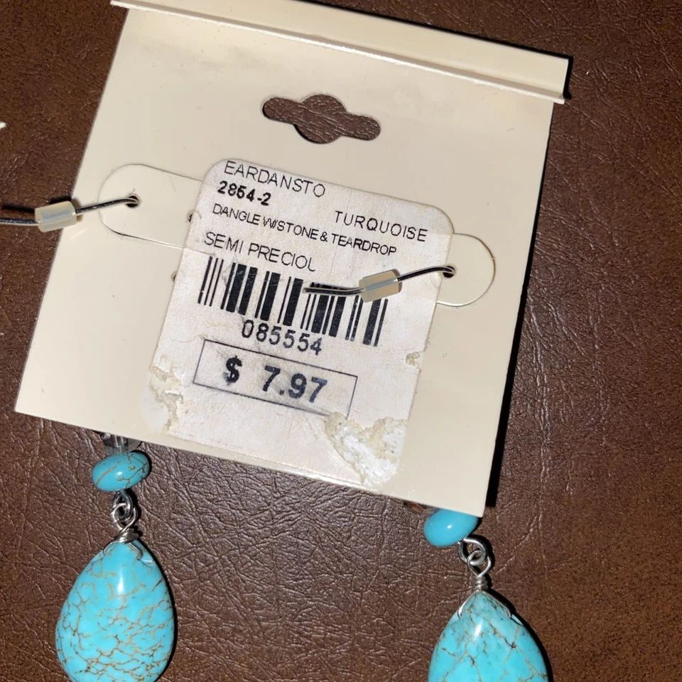 Очаровательный Чарли бирюза подвеской капли полудрагоценные серьги юго-запад - Изображение 3 из 4