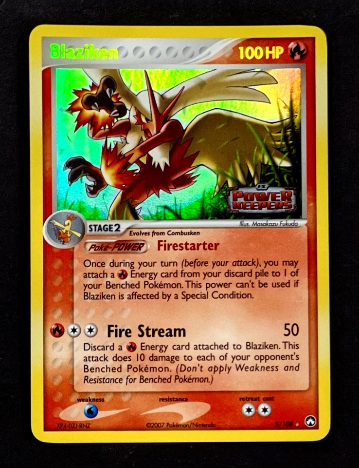 2006 Pokemon BLAZIKEN Ex Power Keepers REVERSE HOLO Gold Foil STAMPED Card 5/108 - Image 2 of 4