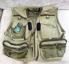 Snowbee GEO Fly Fishing Vest Gilet Large Sage Green Nylon Mesh Lined Zip Pockets