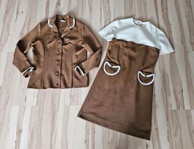 Nagelneues Vintage Retro 50/60er Kostüm Kombi Set KLEID & BLAZER Gr.S M 38 40 42