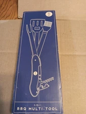 AP 5-in-1 BBQ Multi-Tool Stainless Steel Spatula, Fork, Brush, Corkscrew Camping