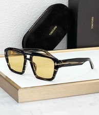 Tom Ford FT1202 Sunglasses Dark Tortoise Yellow Lens Oversized Square Frame