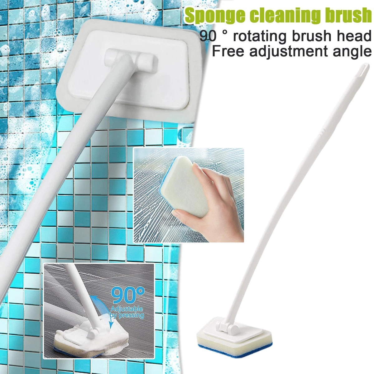 Bathtub Brushes for Cleaning, Long Handle Removable Bathtub Brush  Multifunctional Wall Tile Brush Window Glass Sponge Cleaning Brush Long  Handle